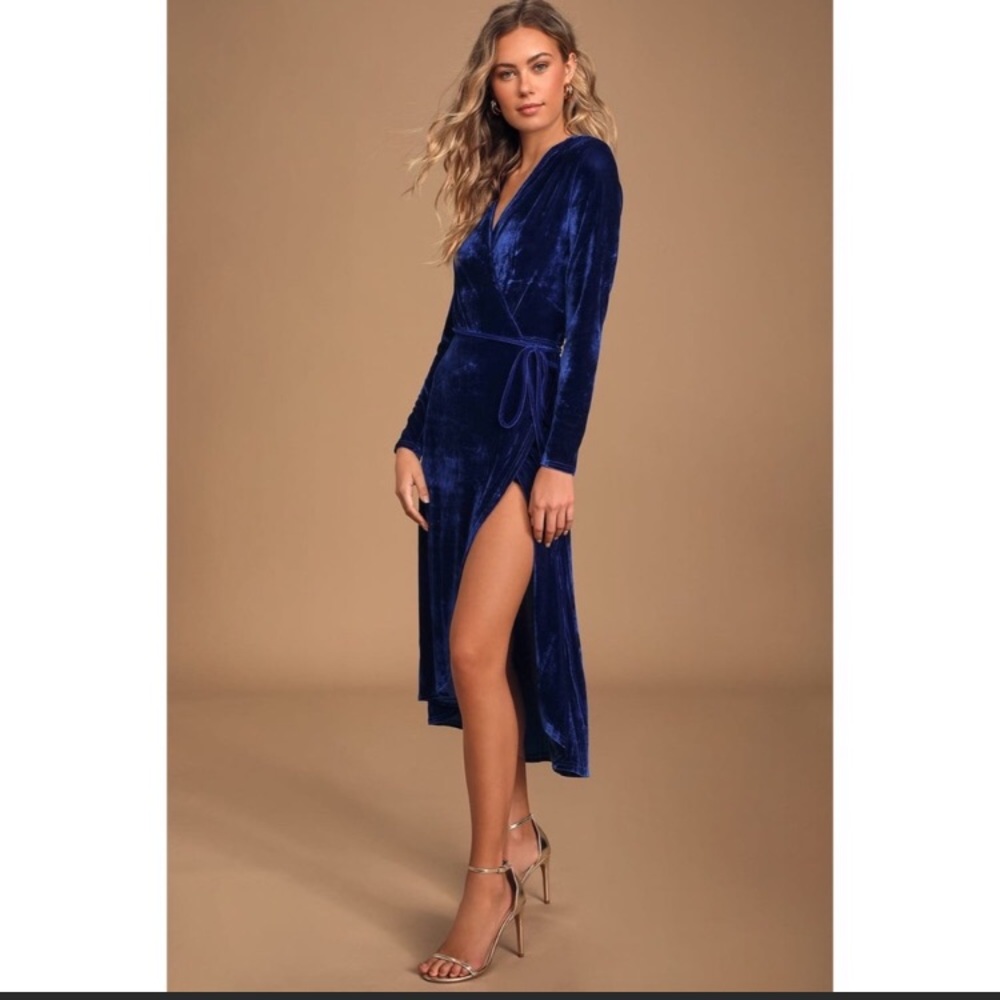 Lulu’s Enchant Me Cobalt Blue Wrap Dress